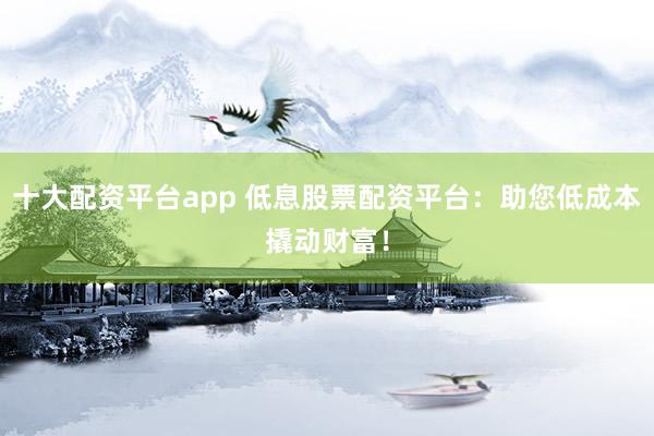 十大配资平台app 低息股票配资平台：助您低成本撬动财富！