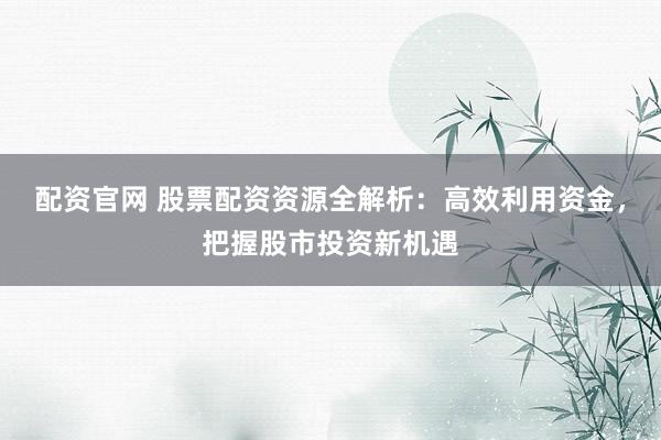 配资官网 股票配资资源全解析：高效利用资金，把握股市投资新机遇