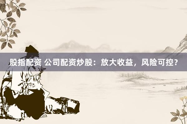 股指配资 公司配资炒股:放大收益,风险可控?