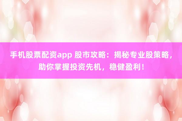 手机股票配资app 股市攻略:揭秘专业股策略,助你掌握投资先机,稳健盈利!