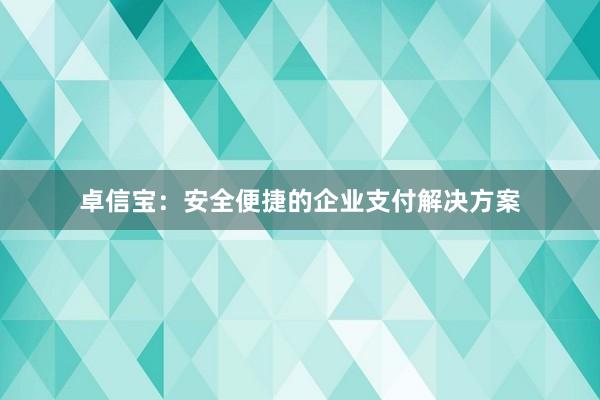 卓信宝：安全便捷的企业支付解决方案