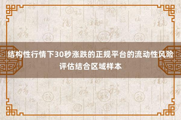 结构性行情下30秒涨跌的正规平台的流动性风险评估结合区域样本