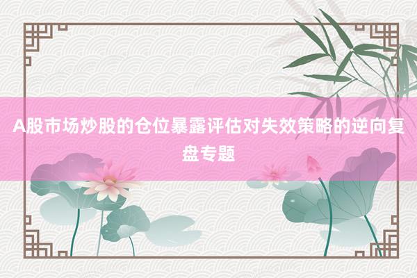 A股市场炒股的仓位暴露评估对失效策略的逆向复盘专题