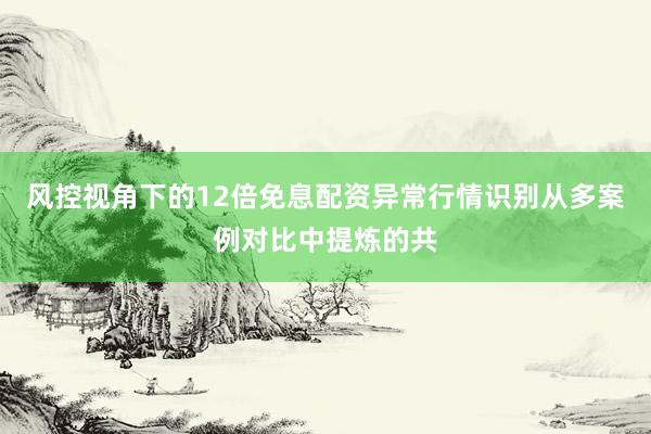 风控视角下的12倍免息配资异常行情识别从多案例对比中提炼的共