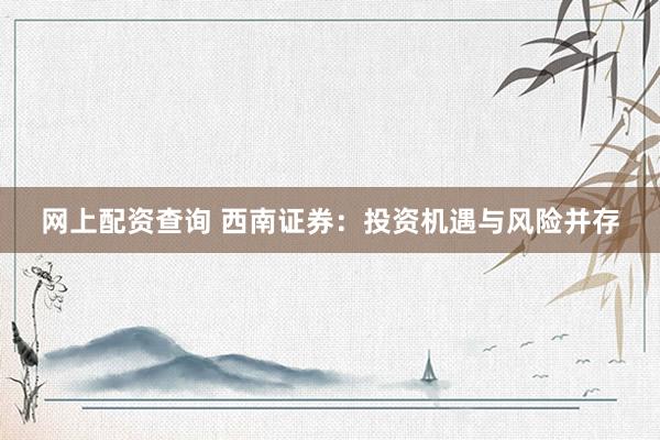 网上配资查询 西南证券：投资机遇与风险并存