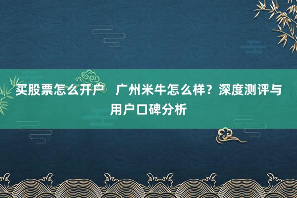 买股票怎么开户 广州米牛怎么样?深度测评与用户口碑分析