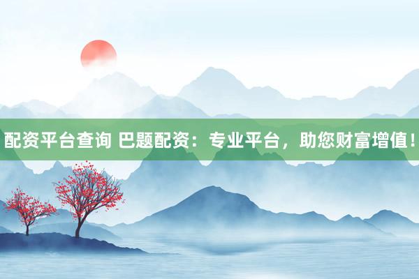 配资平台查询 巴题配资:专业平台,助您财富增值!