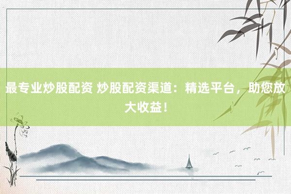 最专业炒股配资 炒股配资渠道：精选平台，助您放大收益！