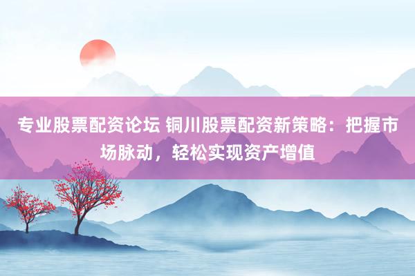 专业股票配资论坛 铜川股票配资新策略：把握市场脉动，轻松实现资产增值